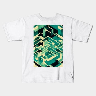 Space Distorted Maze Watercolour Pattern Kids T-Shirt